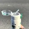 Taza de vacío de dibujos animados de panda lindo taza de bebida portátil para oficina de niña taza para beber para estudiante taza para exteriores rebotante