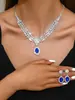 Estilo Retro Europeo y Americano Estilo Palacio Lujoso Cristal Circonita Geométrico Collar, Aretes, Pulsera Juego de Tres Piezas Joyería para Mujer