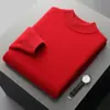 Tejidos 100% Lana Pura para Hombre, Grosor Extra, Cuello Alto Medio, Jersey Casual, Tejido Sencillo, Otoño e Invierno, Nuevo, Tejido de Cachemira