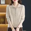 Cárdigan de punto con cremallera y cuello 2026 Otoño para mujer, suelto, elegante, suéter de punto trenzado, abrigo, nuevo top para mujer
