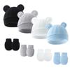 2023 comercio exterior gorro de punto para bebé orejas de Mickey gorro para bebé gorro de llanta para recién nacido guantes antiarañazos juego de 2 piezas