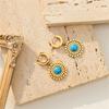Aretes Europeos y Americanos, Aretes de Turquesa de Lujo Ligero y Alta Gama, Aretes Geométricos de Acero Inoxidable de Nicho y Joyería
