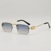 Gafas de Sol de Moda Retro Cuadradas sin Montura con Borde Cortado Europeas y Americanas, Patilla con Letras de Tendencia, Gafas para Caminar Junto al Mar