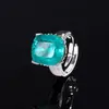 Anel Quadrado de Cobre Banhado a Ouro Huabi Jewelry 2024 Moda Vintage Pedra Sintética para Mulheres 14*16