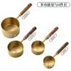 Copo medidor colher de medida conjunto de 8 peças aço inoxidável colher de café cabo de madeira colher de medida colher de medida de grama colher de medida colher de grão de café