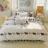 Juego de Ropa de Cama de Algodón con Dibujos de Sábila Fresco y Amigable con la Piel de Cuatro Piezas para Dormitorio de Estudiante Juego de Sábana Individual y Funda de Edredón de Tres Piezas