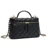 Otoño/Invierno Nuevo Cuero Genuino Estilo Coco Caviar Acolchado Cadena Lonchera Bolso de Caja de Almuerzo de Moda para un Hombro Cruzado de Hombro Portátil