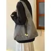 Bolsa de Ombro de Lã Bordada com Estrela Retro Coreana Nova Bolsa Tote Casual Simples para o Dia a Dia Grande Capacidade Bolsa de Axila
