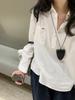 Recomendado por Bloguero Diseño de Bordado de Pájaros de Otoño Suéter Versátil Camisa Blanca Top de Manga Larga para Mujer Estilo Nuevo