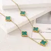 E-commerce Transfronteiriço Popular Titânio Aço Trevo de Quatro Folhas Dupla Face Madrepérola Cinco Cores Conjunto de Colar Pulseira Brincos Joias Ouro 18K