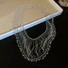 Colar Europeu e Americano Transfronteiriço com Franjas em Cascata Vazadas, Moda Personalizada, Estilo de Luxo Leve, Corrente para Clavícula, Corrente para Pescoço com Design de Nicho