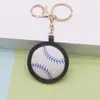 Llavero creativo nuevo de cuero PU de béisbol, colgante para bolso deportivo de mujer de cuero PU estilo europeo y americano, venta al por mayor de fábrica