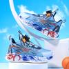 Zapatos de Baloncesto Deportivos de Malla Hielo para Niños Verano y Primavera Hebilla Giratoria Ligeros Zapatos para Correr de Niños Estudiantes de Primaria Zapatos con Graffiti