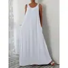 Vestido Casual Sem Manga de Cor Sólida Plus Size com Bolsos Laterais - Bestseller Transfronteiriço Europeu e Americano da Amazon Verão 2025