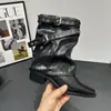 Botas de media pantorrilla para mujer con hebilla de estilo coreano, nueva colección otoño 2026, tacón grueso, color liso, botas de moda, color marrón, botines versátiles
