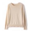 Suéter Feminino de Inverno de Caxemira com Gola Redonda e Barra Enrolada, Pulôver Estilo Coreano, Blusa de Tricô Básica Fina para Outono e Inverno, Caxemira Pura