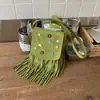 Bolso Retro con Flecos Transfronterizo para Mujer Otoño e Invierno 2025 Nueva Moda Bolso Cuadrado Pequeño Versátil Cruzado para Teléfono Móvil de Gamuza