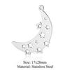 Paquete de 5 colgantes de acero de titanio con forma de gota de agua, sol, nubes de arcoíris, accesorios de joyería DIY, colgante de collar de acero inoxidable con forma de estrella y luna