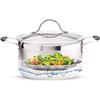Vaporera plegable de acero inoxidable 430, vaporera telescópica Lotus, vaporera multifuncional con rejilla para cocinar al vapor pan y albóndigas.
