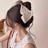 Pinza para el Cabello Grande de Lazo de Satén de Gama Alta para Mujer, Exquisita Pinza Plegada para la Parte Trasera de la Cabeza, Pinza de Tiburón