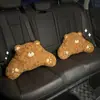 El reposacabezas y soporte lumbar para coche Blue Rain, con un adorable diseño de oso de peluche de dibujos animados, es una almohada para el cuello y soporte lumbar para el asiento del conductor.