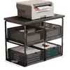 Organizador de escritorio con cajones, estante de almacenamiento multifuncional para papelería, suministros de oficina y colocación de impresora