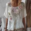 Top de Verano Suelto Casual Nuevo con Estampado 3D, Jacquard Imitación, Hombro Caído y Manga Corta para Mujer, Nuevo, Transfronterizo, Europeo y Americano