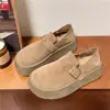 Sapatos de salto único 2026 novo outono retrô fivela de cinto aumento de altura bico fino sola grossa versátil camurça moda sapatos Birkenstock para mulheres