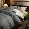 Juego de Cama de Cuatro Piezas Estilo Japonés de Algodón Puro de Fibra Larga Algodón Lavado Liso Juego de Cama para B&B Versión Ab Cepillada de Algodón Puro Colcha