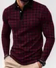 Camisa Polo de Manga Larga con Solapa a Cuadros Otoñal para Hombre Ropa de Hombre Casual de Negocios