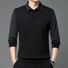 2026 Novo Estilo Camiseta Falsa de Duas Peças Moletom Fino Masculino Primavera e Outono Manga Longa Camisa Polo de Algodão Alto Camiseta Básica para Pai