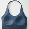 Top Deportivo Halter de Nuevo Estilo con Copa Fija Integrada, Camisola sin Costuras con Copa de Gota de Agua, Sujetador Deportivo a Prueba de Impactos para Mujer