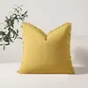 Venta Caliente Transfronteriza Funda de Cojín Casual de Color Sólido Algodón Lavado Borla Bigote Bohemio para Sofá Sala de Estar