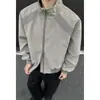 Jaqueta de Couro PU com Gola Alta Estilo de Rua Americano Masculina Outono Tamanho Plus Marca Tendência Solta para Pessoas Gordas Jaqueta Biker Cool