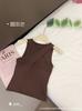 Nuevo estilo coreano de primavera y verano con diseño cruzado, tirantes delgados, copa fija, algodón puro, cómodo, halter, top de tubo gris para mujer