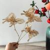 Materiais Florais para Véspera de Ano Novo Transfronteiriços, Eucalipto, Pequenas Frutas Vermelhas, Flores Artificiais Douradas para Festas de Natal e Ano Novo