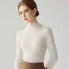 Suéter de punto ajustado de cuello semi-alto para otoño e invierno, top básico sin costuras de nuevo estilo