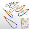 Cuentas de colores mixtos cadena para teléfono móvil color bohemio cuerda para teléfono móvil personalidad arcilla polimérica suave cadena para teléfono móvil de cristal joyería con cuentas