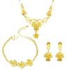 Zhenrong Lao placer ouro onda de água cadeia colar de flores de latão banhado a ouro flor pulseira flor eardrop conjunto de três peças