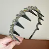 Elegante Diadema Antideslizante de Dientes Largos Ondulados, Diadema de Cristal de Lujo Ligero con Corona Alta Dentada, Exquisita Horquilla para Flequillo Accesorios para el Cabello para Mujeres