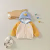 Chamarra de Felpa Forrada con Bloques de Color para Bebé y Niño Pequeño, Linda Gorra 3D de Corazón, Cierre de Cremallera, Cárdigan, Ropa de Abrigo Cálida para Niños y Niñas