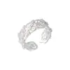 Anel de Renda Vazado em Prata de Lei S925 com Incrustação de Diamantes para Mulheres Design Simples de Nicho Moderno Luxo Leve Exquisito Aberto Ajustável 0025