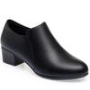 Sapatos de Trabalho de Couro Macio para Mulheres 2025 Novo Estilo Confortáveis de Solado Macio Decote Profundo para o Dia a Dia Sapatos de Couro Preto Salto Médio Salto Grosso Sapatos Profissionais