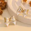 Nuevos Pendientes Blancos con Lazo, Puros, Dulces, Lindos, de Temperamento Fresco, Decorativos de Tachuela para Mujer, 2025