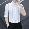 Comercio Exterior Transfronterizo Dropshipping Aliexpress Populares Camisas Casuales de Manga Media para Hombre Moda Estilo Coreano Casual Camisas Rayadas para Hombre