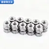 Tuerca de Acero Inoxidable Termofusionable con Patrón Diagonal Doble, Componente Embebido de Acero Inoxidable Moldeado por Inyección de Agujero Único, Inserto Estampado Anticorrosión