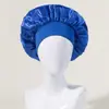 Comercio Exterior Más Vendido Gorro de Noche Elástico de Ala Ancha Popular Europeo y Americano Sombrero Redondo de Satén Sombrero para el Cuidado del Cabello para Mujeres Venta Directa de Fábrica