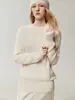 100% cachemira, nueva colección otoño/invierno 2026, suéter de cuello redondo para mujer, simple y versátil, tejido liso, capa base suave y cómoda