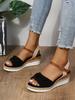 Sandalias nuevas 2024 transfronterizas en stock para mujer, con suela de cuerda de cáñamo y lazo, ligeras, informales, con plataforma y boca de pez.