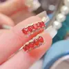Anillo Transfronterizo de Piedras Preciosas Naturales Rojas y Azules para Mujer, Accesorio de Nicho de Gama Alta, Joyería de Plata 925, 3*4 Moda, Venta Directa de Fábrica